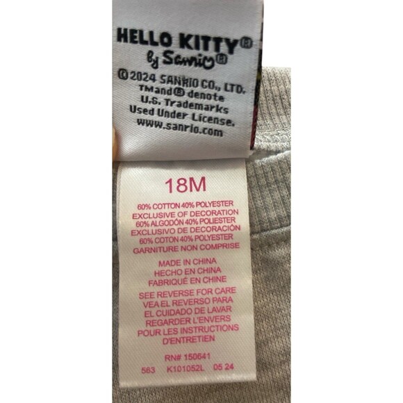 Hello Kitty Toddler Sweatshirt 18M Gray Red Bow Pullover Sanrio Baby Girl - Picture 5 of 6
